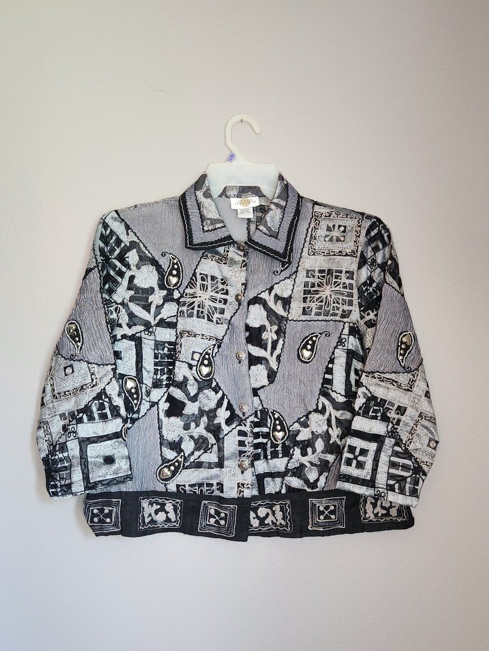 Vintage Sandy Starkman 100% Silk Blouse Wearable Art! Size Large